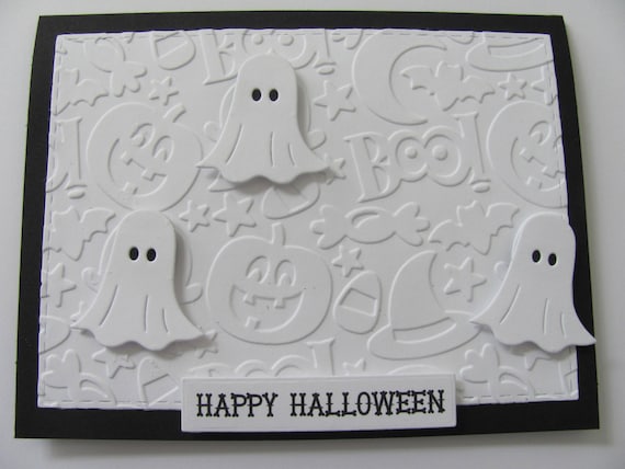 Halloween Ghost Card, Halloween Card, Happy Halloween Cards, Embossed Cards, Greeting Card, Spooky Cards, Ghost Card, Ghosts, Halloween, Boo