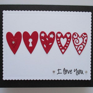 Valentine&#39;s Day Cards, Heart Card, Heart Greeting Cards, I Love You Valentines Day Card, Valentines Card for Her, Die Cut Red Heart Card