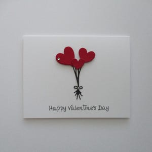 Valentines Day Card, Balloons, Handmade Valentines Day Balloon Card ...