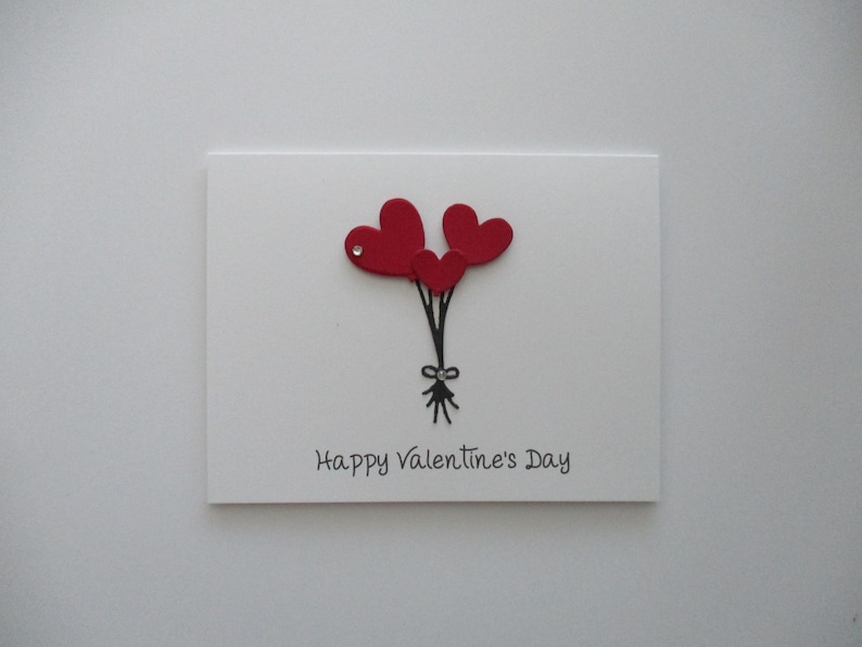 Valentines Day Card, Balloons, Handmade Valentines Day Balloon Card ...