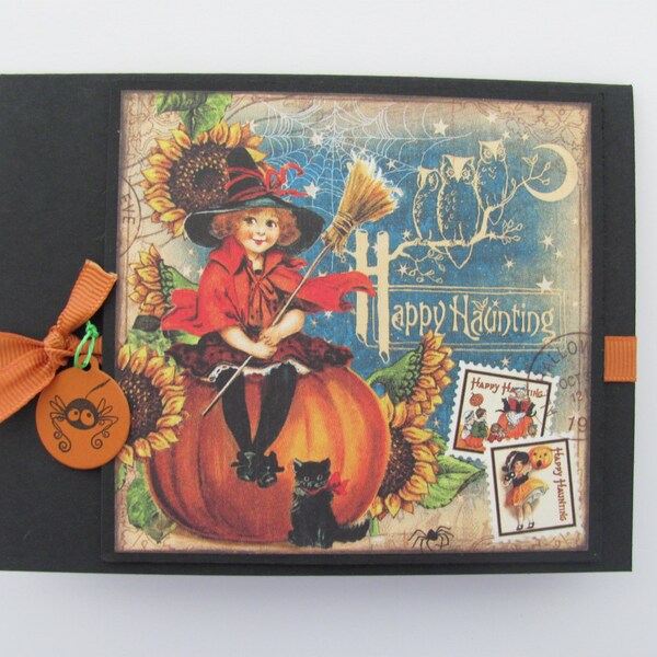 Halloween Card, Witches, Pumpkins, Handmade cards