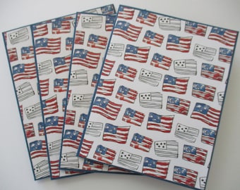 American Flag Card Set of 4, 4th of July Card, Patriotic Cards, Independence Day Card, Flag Cards, Red, White, Blue, Fourth of July Cards