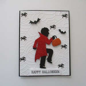 Happy Halloween Vampire Card, Greeting Card Handmade, Halloween Card, Kids Halloween Card, Spooky Card, Spider Web, Spiders, Pumpkin,Vampire