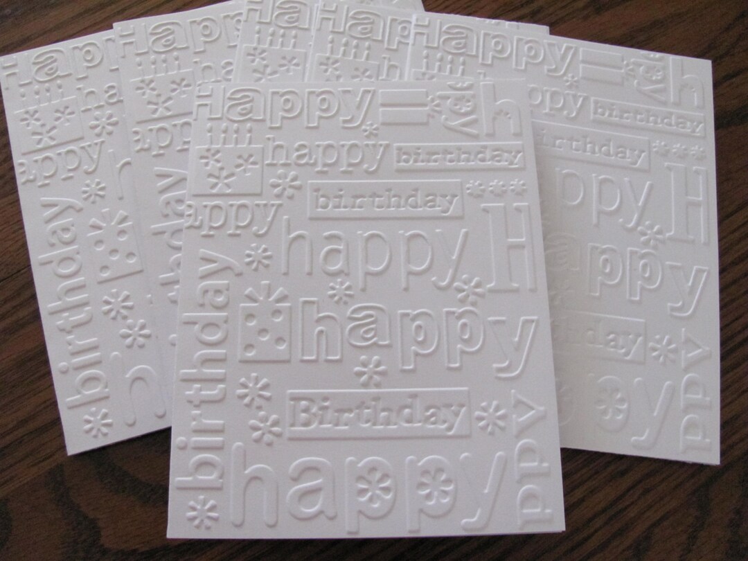 Embossed Happy Birthday Card Set - Blank Note Cards (set of 6) - Etsy