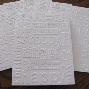 Happy Birthday Cards, Set of 6, Embossed Birthday Cards, Birthday Card Set, Embossed Cards, Blank Birthday Cards, Note Card Set, Birthdays