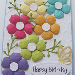 Colorful Happy Birthday Flower Card, Embossed Birthday Card, Handmade Birthday card, Birthday Card, Birthday Flowers, Happy Birthday Cards image 6
