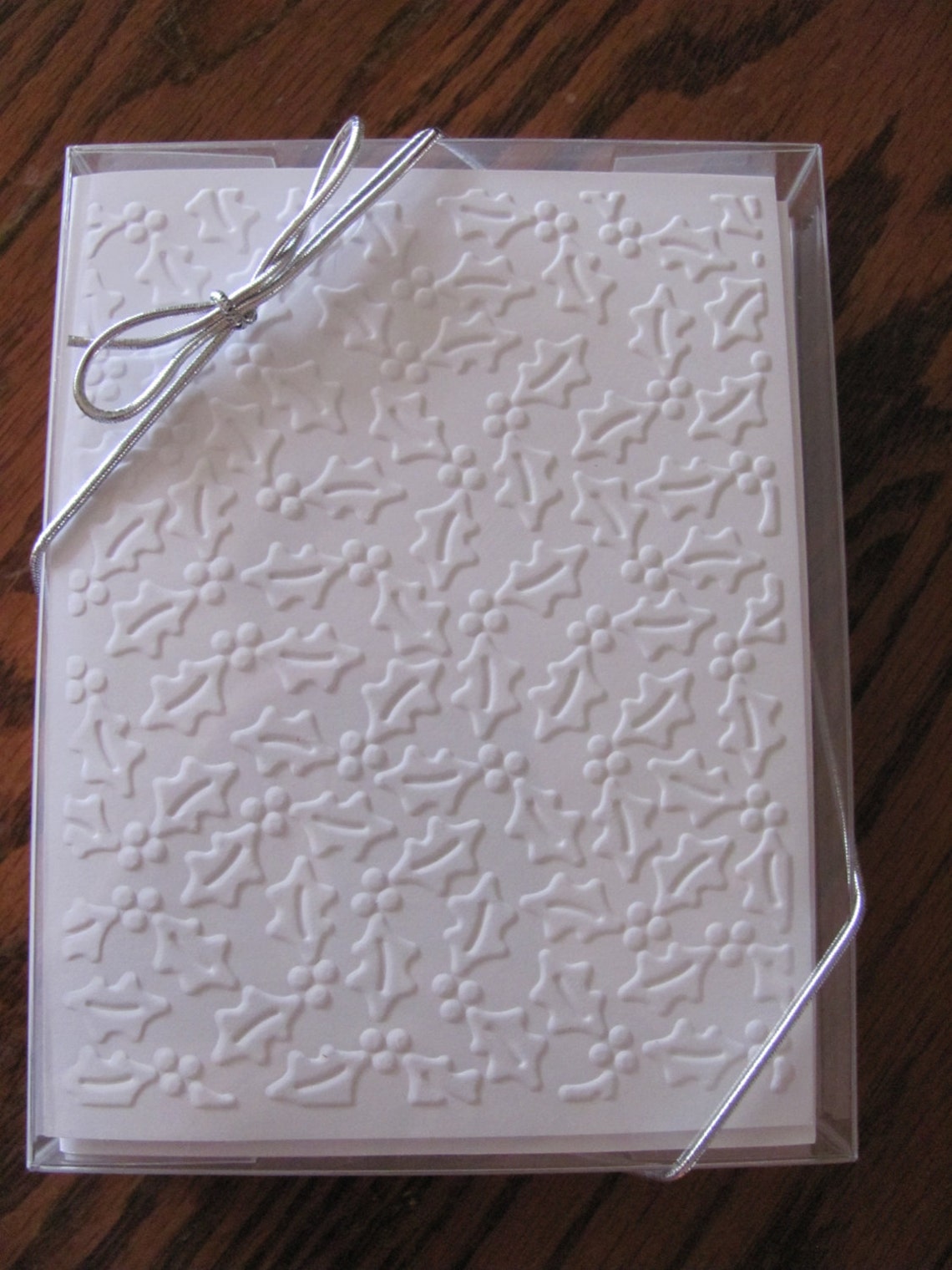 Embossed Christmas Cards Set of 12 Embossed Holly Cards Etsy