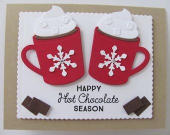 Hot Chocolate Card, Christmas Cards, Greeting Cards, Hot Chocolate Christmas Cards, Christmas Cards, Happy Hot chocolate Season Card, Kraft