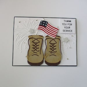 Veteran&#39;s Day Card, Soldier BootsThank You Card, Military Thank You Card, Flag, Thank You For Your Service Card, Patriotic Card, Flag Card