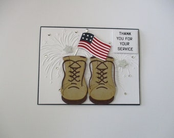 Veteran's Day Card, Soldier BootsThank You Card, Military Thank You Card, Flag, Thank You For Your Service Card, Patriotic Card, Flag Card