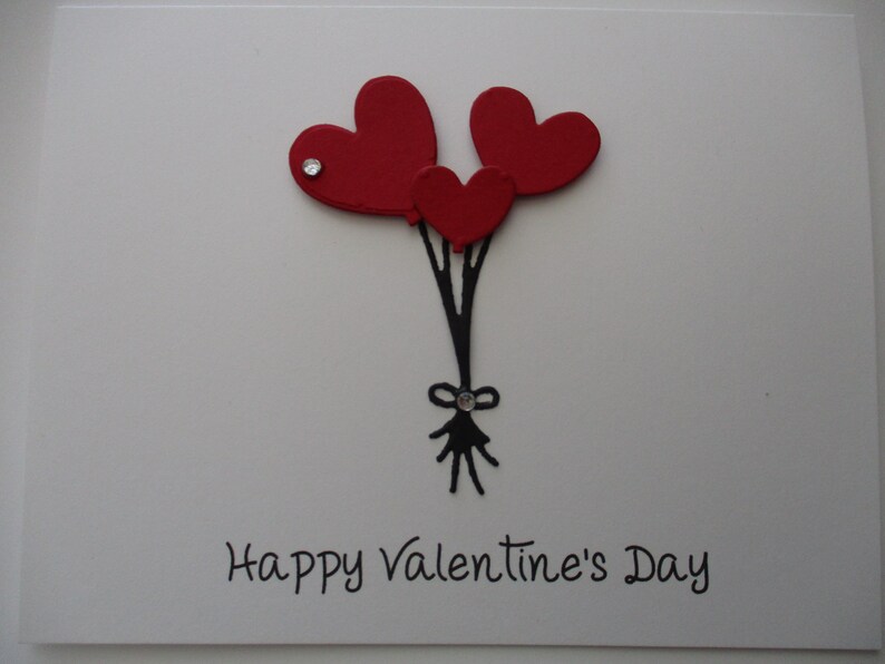 Valentines Day Card, Balloons, Handmade Valentines Day Balloon Card ...
