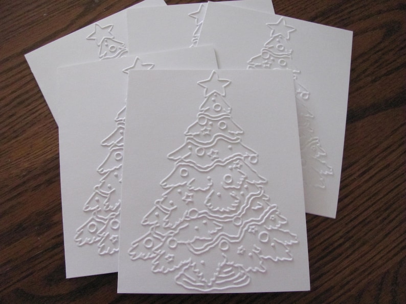 Christmas Tree Cards Set of 12 Embossed Christmas Card Set Etsy