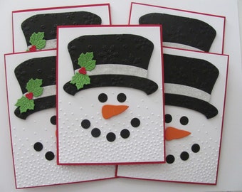 Christmas Cards, Snowman Cards, Snowman Card Set, Greeting Cards, Handmade Christmas Cards, Snowman Christmas Cards, Snowman, Holiday Cards