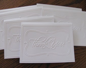 Thank You Card Set of 6 , Wedding Thank You Cards, Thank You Cards,  Embossed Thank You Note Cards, Thank You