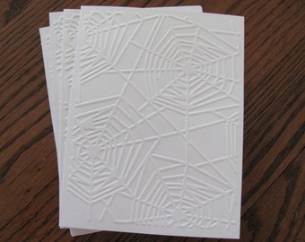 Spider Web Cards, Set of 6, Embossed Cards, Blank Halloween Cards, Note Card Set, Greeting Cards, Halloween Stationery Set, Halloween Cards