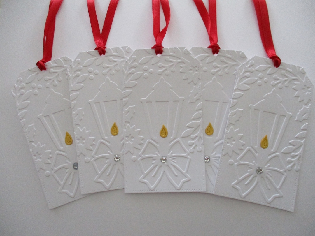 Lantern Gift Tags, Handmade Christmas Gift Tags, Embossed Lanterntags