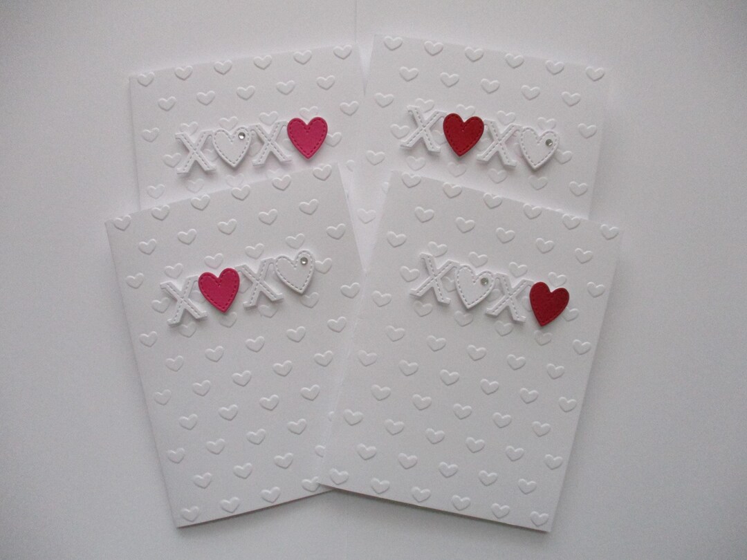 Greeting Cards Handmade, Valentines, Set of 4, Valentines Day Cards ...