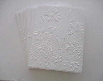 Embossed Wildflower Cards: Handmade Note Card Set of 6