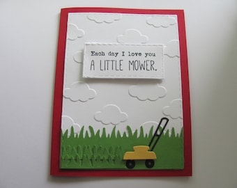 Lawn Mower Father's Day Card: Embossed Handmade Card for Him