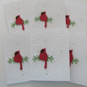 Cardinal Christmas Cards, Embossed Snowflake Swirl Card, Christmas Card Set, Snowflake Cardinal Cards, Cardinal Cards, Snowflake Cards