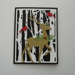 Christmas Cards, Deer Cards, Holiday Cards, Handmade Christmas Cards, Christmas Card Set,   Deer Christmas Cards, Cardinals, Pine Branch