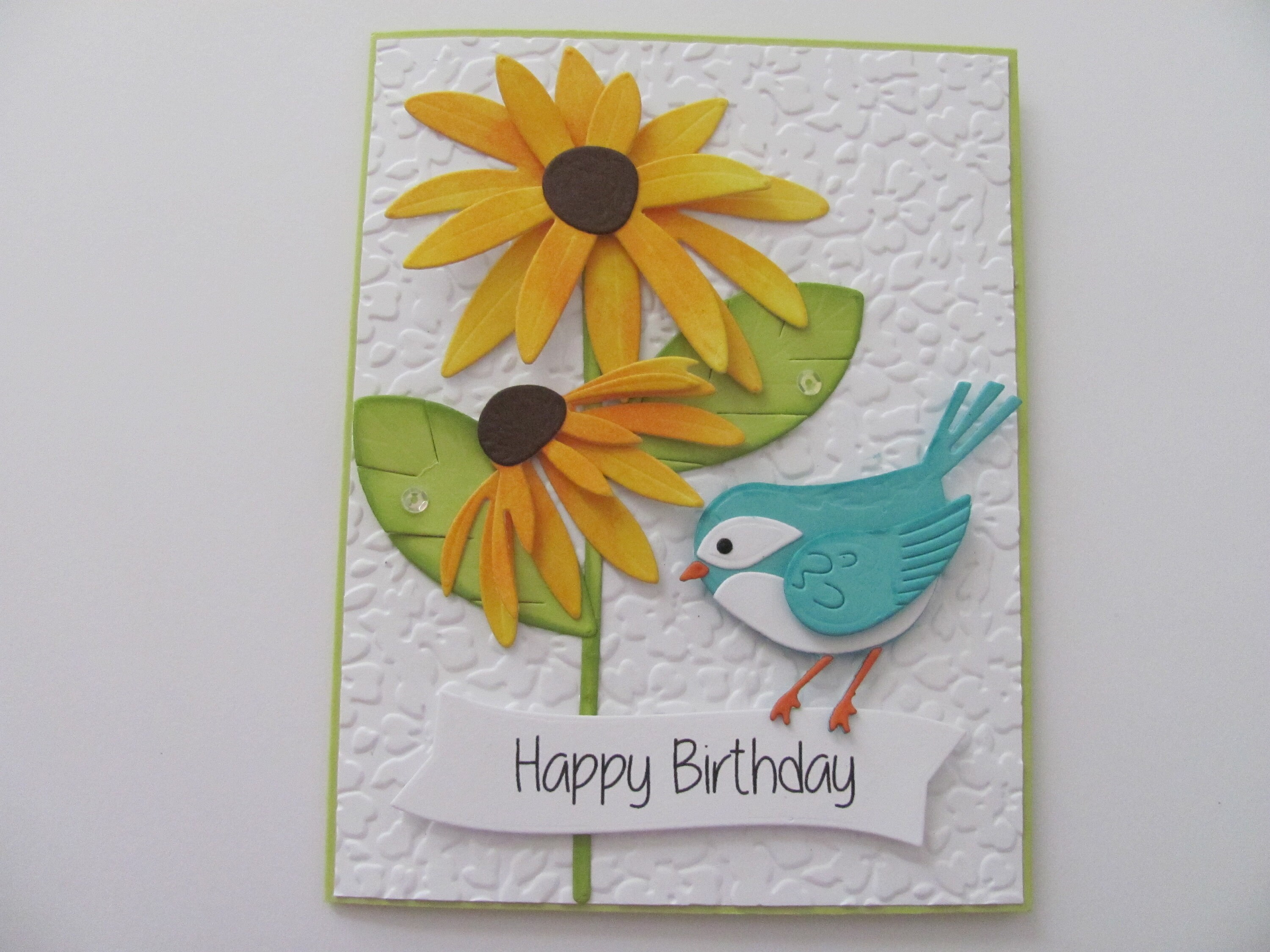 Handmade Birthday Card Birthday Flower Card Embossed Etsy