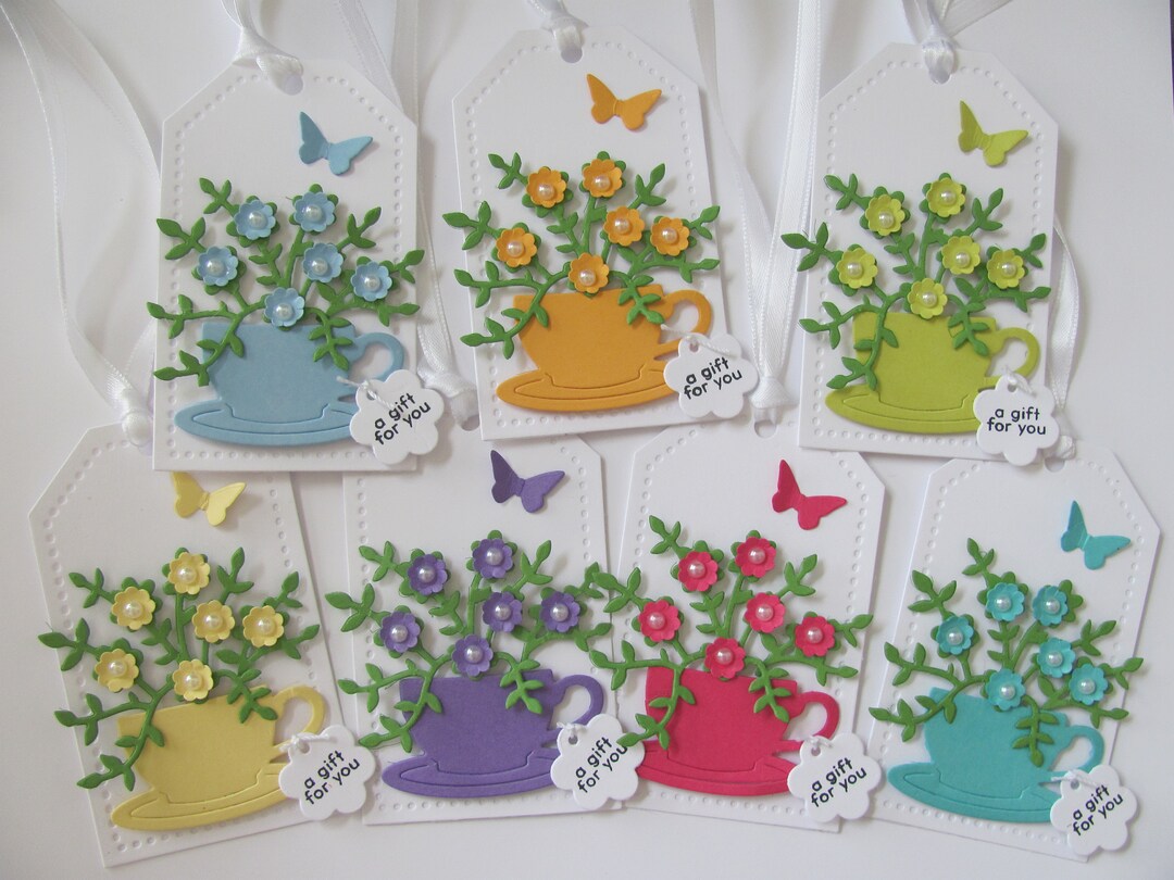 Tea Cup Gift Tags, Set of 7, Tea Cup Favor Tags, Tea Party Gift Tags