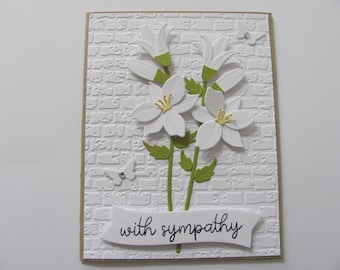 Sympathy Card, Condolence Card, Greeting Cards Handmade, Bereavement Card, Embossed Sympathy Card, With Sympathy Card, Flower Sympathy Card