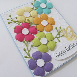 Colorful Happy Birthday Flower Card, Embossed Birthday Card, Handmade Birthday card, Birthday Card, Birthday Flowers, Happy Birthday Cards image 4