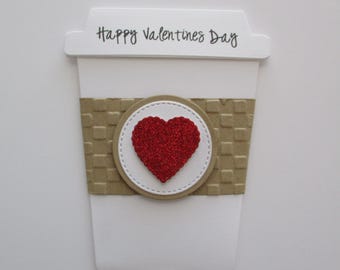Teachers Valentines Day Gift Card Holder, Coffee Cup, Teacher Gift, Red Heart, Thank You, Valentines Day Gift, Co-workers, Friends