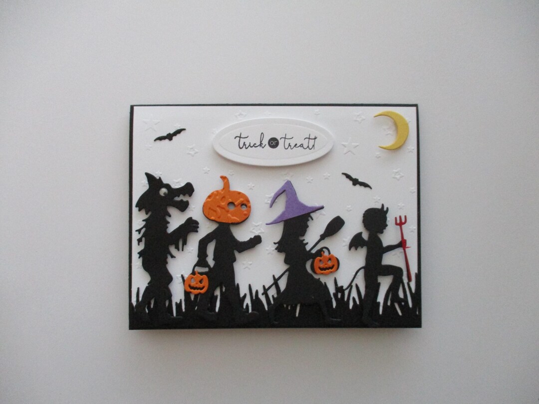 Halloween Trick or Treat Card, Greeting Card Handmade, Halloween Card ...