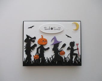 Halloween Trick or Treat Card, Greeting Card Handmade, Halloween Card, Kids Halloween Card, Spooky Cards, Handmade Halloween, Trick or Treat