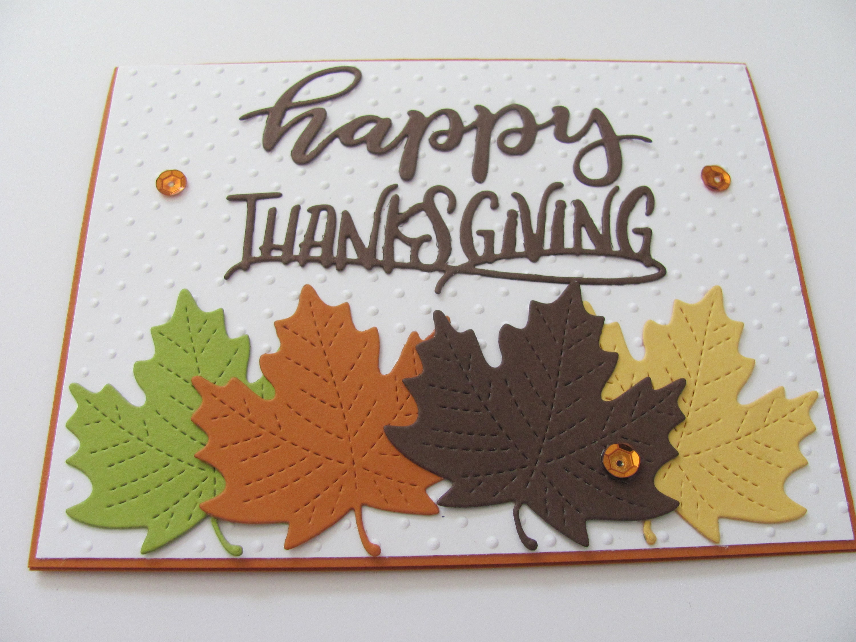 Handmade Thanksgiving Card, Stitched Leaf Card, Embossed Fall Card ...