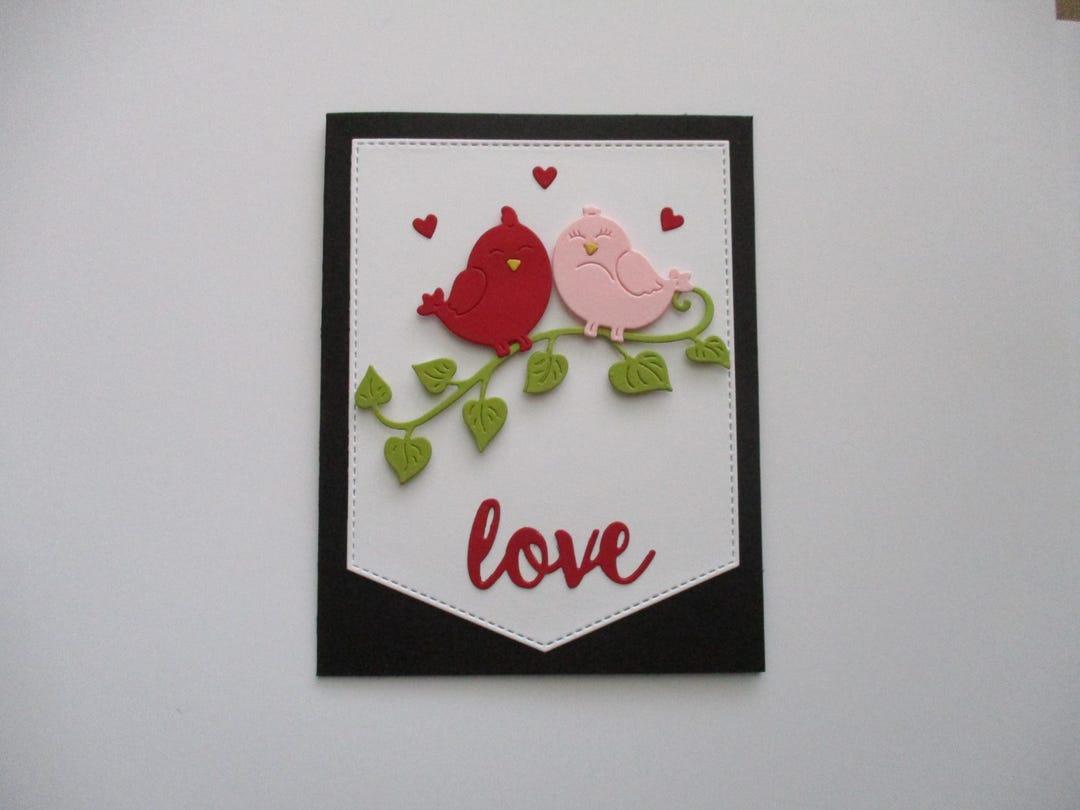 Valentines Day Card, Love Birds Card, Wedding, Hearts, Valentines ...