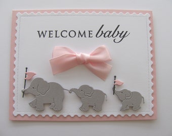 Welcome Baby Card, New Baby Elephant Card, Baby Shower Elephant,  Baby Congratulations Card, Baby Shower Gift, Baby Cards, Elephant Cards