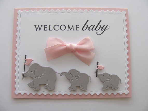 Welcome Baby Card, New Baby Elephant Card, Baby Shower Elephant,  Baby Congratulations Card, Baby Shower Gift, Baby Cards, Elephant Cards