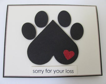 Dog Sympathy Card, Pet Sympathy Card, Loss of Dog Card, Loss of Pet Card, Pet condolence, Paw Print Card, Heart Sympathy Card, Dog Sympathy