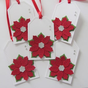 Christmas Tags, Poinsettia Tags , Christmas Tag, Holiday Gift Tags, Poinsettia Christmas Gift Tags, Gift Tags, Christmas, Gift Tag, Handmade