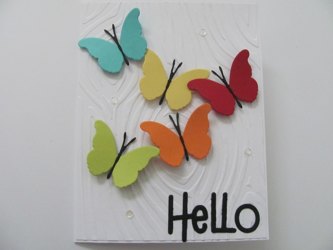 Handmade Greeting Card, Hello Butterfly Card, Hello, Butterflies ...