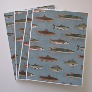 Fish Note Card Set of, Thank you Cards, Greeting Cards Handmade, Fish, Masculine Card Set, Note Cards, Blank Card Set, Birthday Card Set