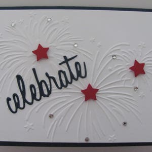 4th of July Card, Patriotic Cards, Independence Day Card, Fireworks Card, Embossed Fireworks Card, Celebration Card, Fourth of July