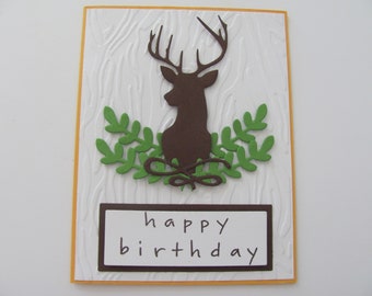 Birthday Deer Card, Deer Card, Happy Birthday Card, Gift for Him, Deer Birthday Card, Handmade Birthday Card, Embossed Cards, Deer Cards