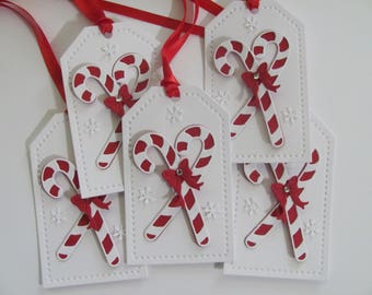 Candy Cane Christmas Tags, Christmas Tags, Candy Cane Gift Tags, Christmas, Holiday Gift Tag, Candy Cane Tags, Christmas Gift Tags, Handmade