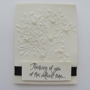 Handmade Sympathy Card, Condolence Card, Thinking of You Card, Tree Card, Embossed Sympathy Card, Vintage Cream