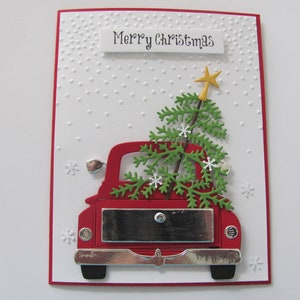 Christmas Cards, Red Truck Christmas Cards, Red Truck Card Set, Greeting Cards, Handmade Christmas Cards, Christmas Red Truck Cards