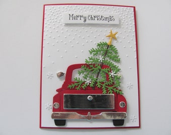 Christmas Cards, Red Truck Christmas Cards, Red Truck Card Set, Greeting Cards, Handmade Christmas Cards, Christmas Red Truck Cards