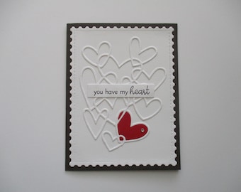 Greeting Card Handmade, Valentines Card, Anniversary Card, Wedding Card, Love Card,  Heart Card, Hearts, You Have My Heart, Valentines Day