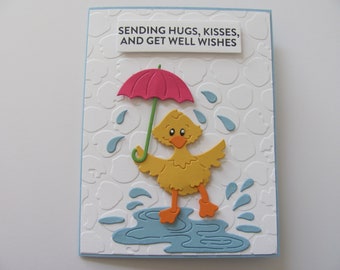 Get Well Duck Card, Get Well Soon Card, Duck Card, Sending Hugs Card, Thinking of You Card, Handmade Card, Get Well Soon Cards, Get Well