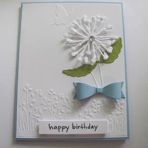 Happy Birthday Dandelion Card, Birthday Cards, Handmade Birthday Card, Dandelion Flower Card, Embossed Card, Flower Birthday Card, Dandelion