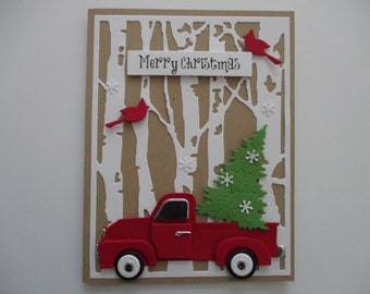 Red Truck Christmas Cards, Red Truck Card Set, Greeting Cards, Handmade  Cards, Christmas Truck Cards, Red Truck, Tree, Woods, Cardinals